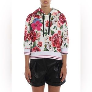 DOLCE & GABBANA Embroidered Peony print cotton hoodie